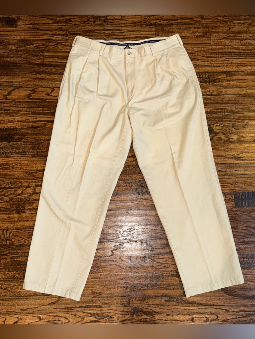 Roundtree & Yorke Vintage 90s Pleated Khaki Dress Pant 38x30 Classic Fit